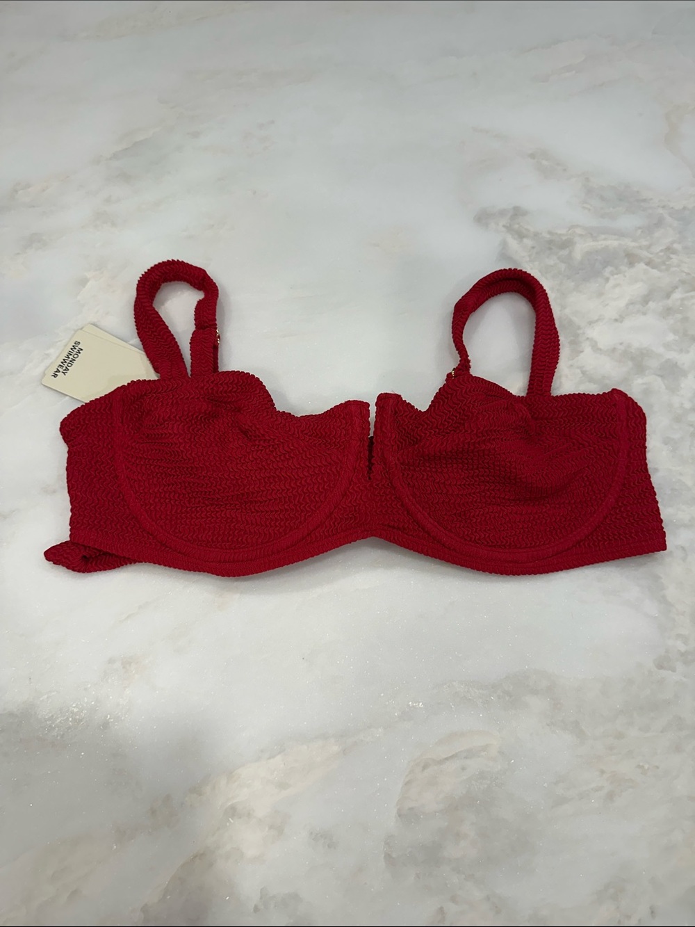 Monday Swimwear Red Textured Underwire Bikini Top